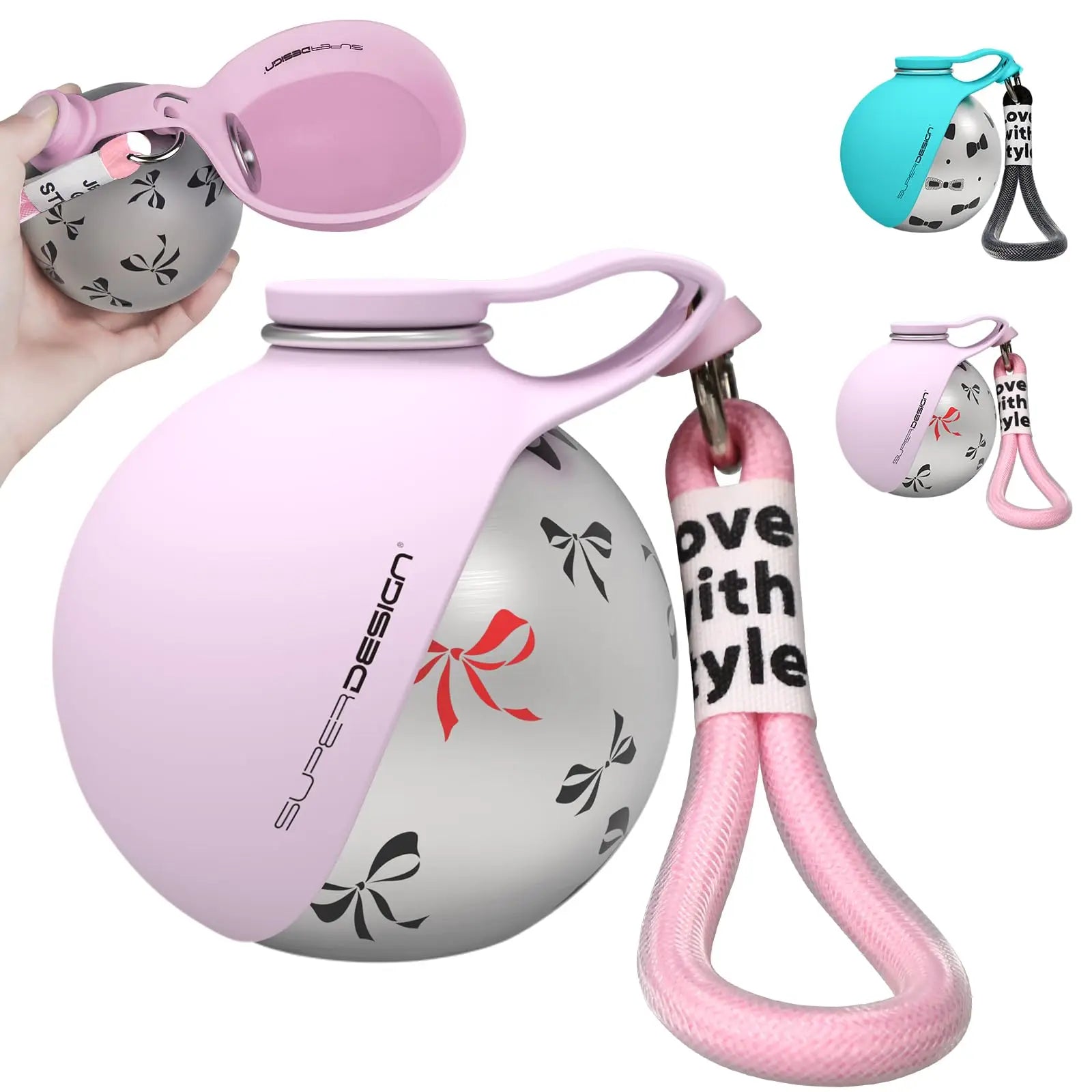 Stainless Steel Dog Water Bottle with Fold-Out Bowl