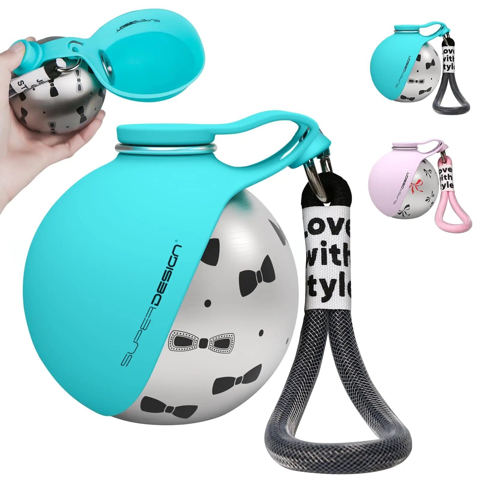 Stainless Steel Dog Water Bottle with Fold-Out Bowl