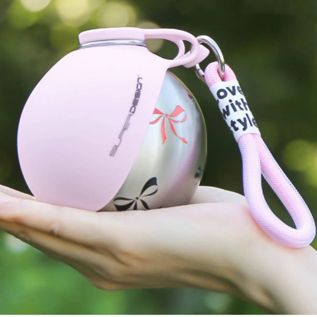 Stainless Steel Dog Water Bottle with Fold-Out Bowl