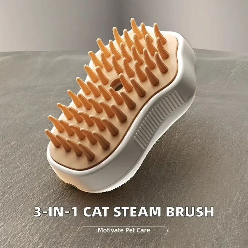 2024 Multifunctional Rotating Cat Grooming Steamer Brush Pet Hair Removal Spray Massage Comb 3 In1 Self Cleaning Steam Cat Brush