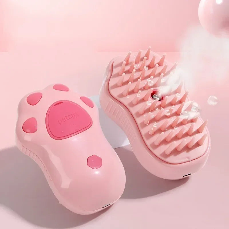 2024 Multifunctional Rotating Cat Grooming Steamer Brush Pet Hair Removal Spray Massage Comb 3 In1 Self Cleaning Steam Cat Brush