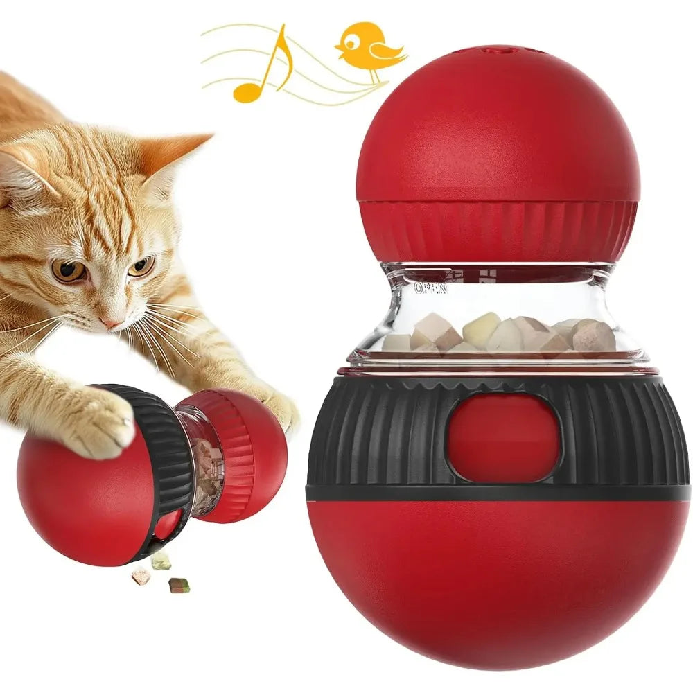 Interactive Cat Feeder Rotating Outlet Puzzle Feeder for Cats Small Dogs Mental Stimulation Exercise Toy for Pets Slow Feeding
