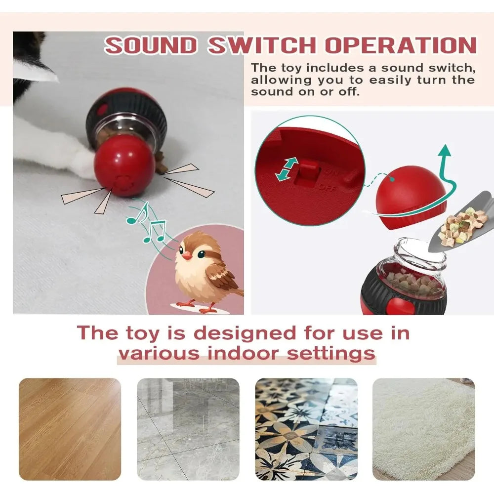 Interactive Cat Feeder Rotating Outlet Puzzle Feeder for Cats Small Dogs Mental Stimulation Exercise Toy for Pets Slow Feeding