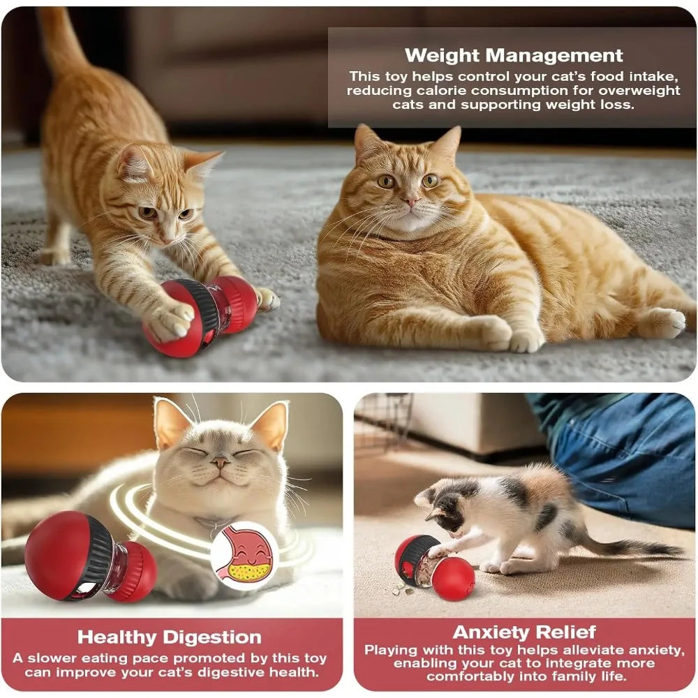 Interactive Cat Feeder Rotating Outlet Puzzle Feeder for Cats Small Dogs Mental Stimulation Exercise Toy for Pets Slow Feeding