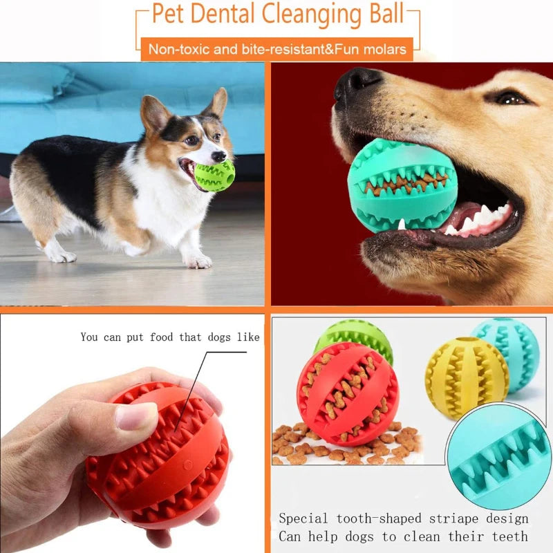 Interactive Nontoxic Bite Resistant Silicone Dog Toy Ball for Puppy Chewing, Tooth Cleaning &Pet Food Treat Feeder – Cats Dogs