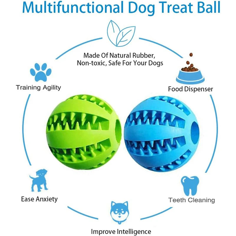 Interactive Nontoxic Bite Resistant Silicone Dog Toy Ball for Puppy Chewing, Tooth Cleaning &Pet Food Treat Feeder – Cats Dogs