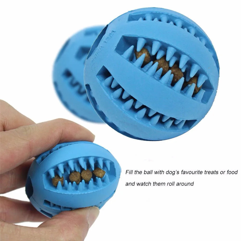 Interactive Nontoxic Bite Resistant Silicone Dog Toy Ball for Puppy Chewing, Tooth Cleaning &Pet Food Treat Feeder – Cats Dogs