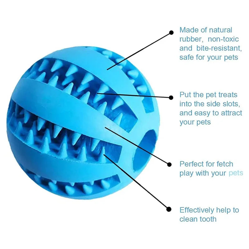 Interactive Nontoxic Bite Resistant Silicone Dog Toy Ball for Puppy Chewing, Tooth Cleaning &Pet Food Treat Feeder – Cats Dogs