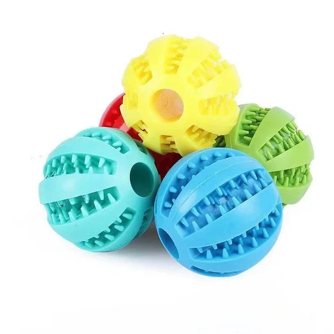Interactive Nontoxic Bite Resistant Silicone Dog Toy Ball for Puppy Chewing, Tooth Cleaning &Pet Food Treat Feeder – Cats Dogs