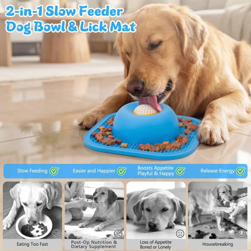 Pet Licking Bowl Dog Slow Food Bowl Anti slip Silicone Dog Licking Pad Cat Fun Toy