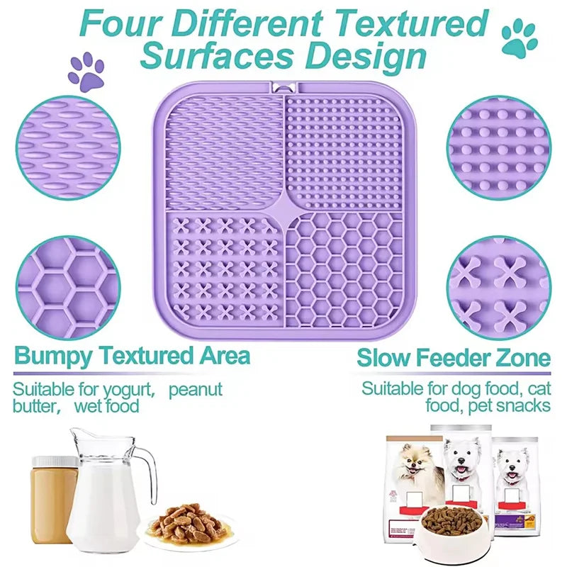 Pet Licking Plate, Slow Food Plate, Licking Pad, Silicone Pet Slow Food Tableware Bowl, Suction Cup, Dog Licking Pad, Slow Food