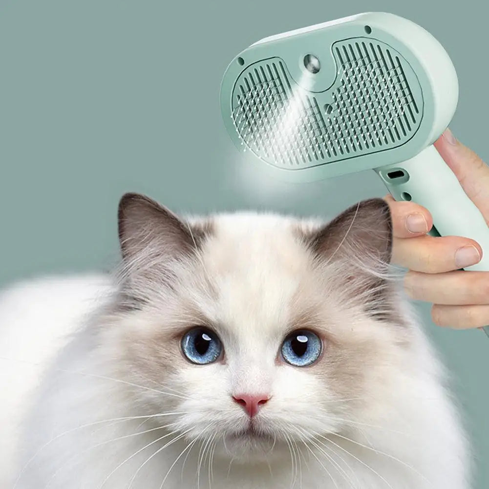 Steam Pet Grooming Brush 3 In 1 Rechargeable Mist Spray Comb For Cats Dogs Hair Removal Massage Tool Anti Static Cat Brush