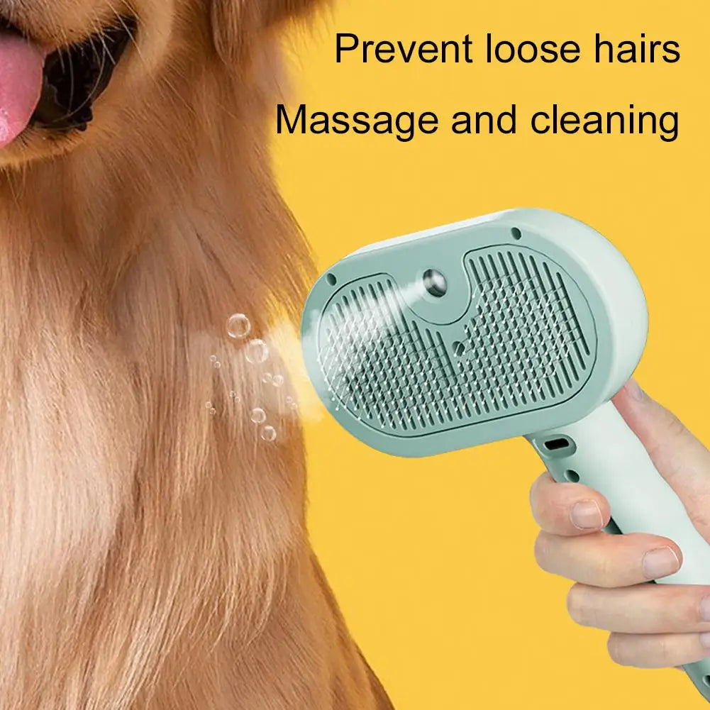 Steam Pet Grooming Brush 3 In 1 Rechargeable Mist Spray Comb For Cats Dogs Hair Removal Massage Tool Anti Static Cat Brush
