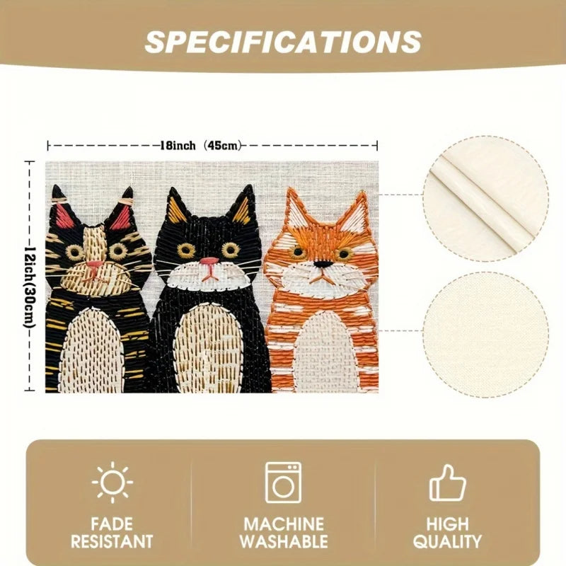 VIKAMA Cartoon Cat Meal Mat Waterproof and Oil proof Table Mat Home Kitchen Restaurant Desktop Decoration Accessories