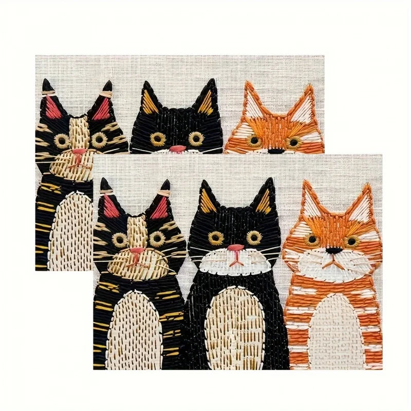VIKAMA Cartoon Cat Meal Mat Waterproof and Oil proof Table Mat Home Kitchen Restaurant Desktop Decoration Accessories