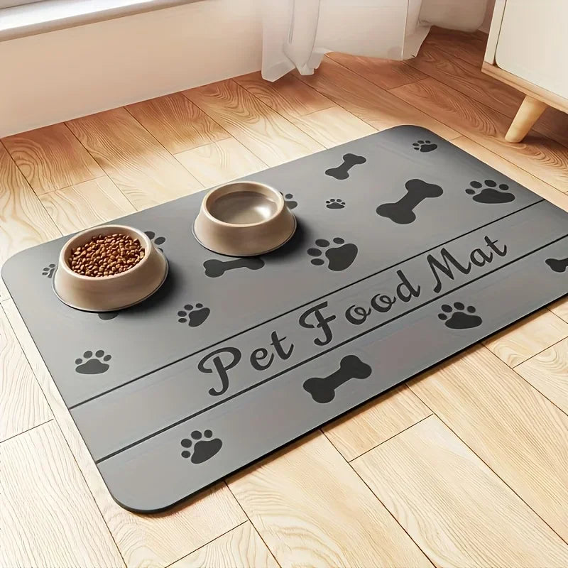 Waterproof Absorbent Pet Feeding Mat For Winter - Quick Dry Pet Placemat For Food And Water Bowl With Rubber Backing For Dog Cat