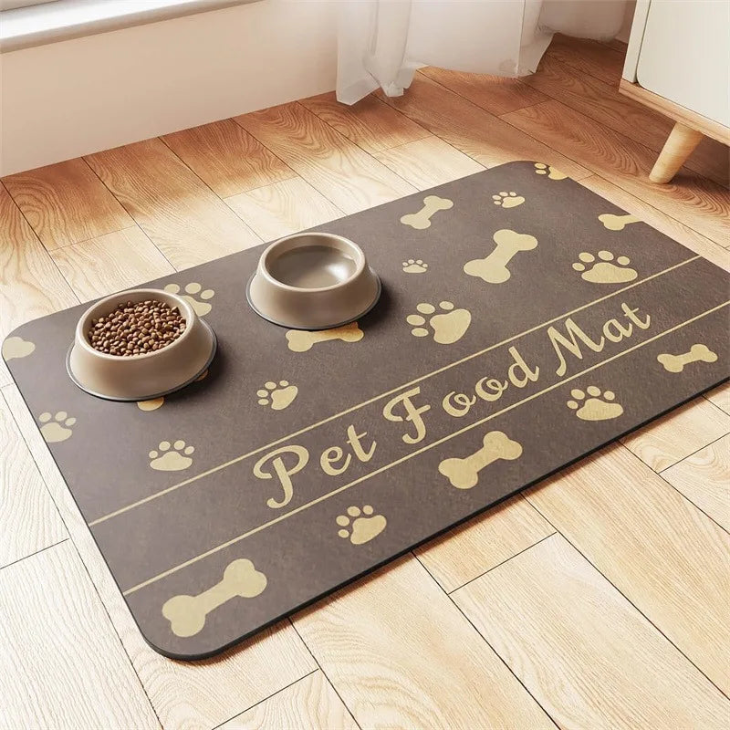 Waterproof Absorbent Pet Feeding Mat For Winter - Quick Dry Pet Placemat For Food And Water Bowl With Rubber Backing For Dog Cat