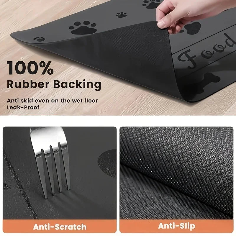 Waterproof Absorbent Pet Feeding Mat For Winter - Quick Dry Pet Placemat For Food And Water Bowl With Rubber Backing For Dog Cat