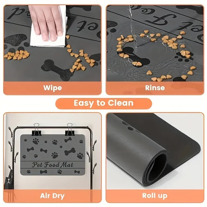 Waterproof Absorbent Pet Feeding Mat For Winter - Quick Dry Pet Placemat For Food And Water Bowl With Rubber Backing For Dog Cat