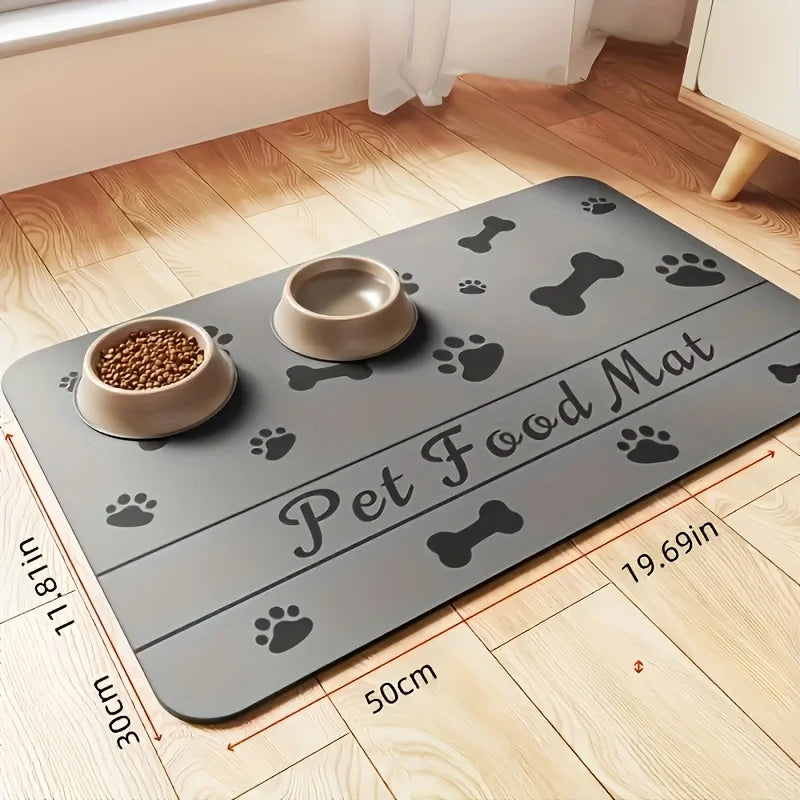 Waterproof Absorbent Pet Feeding Mat For Winter - Quick Dry Pet Placemat For Food And Water Bowl With Rubber Backing For Dog Cat